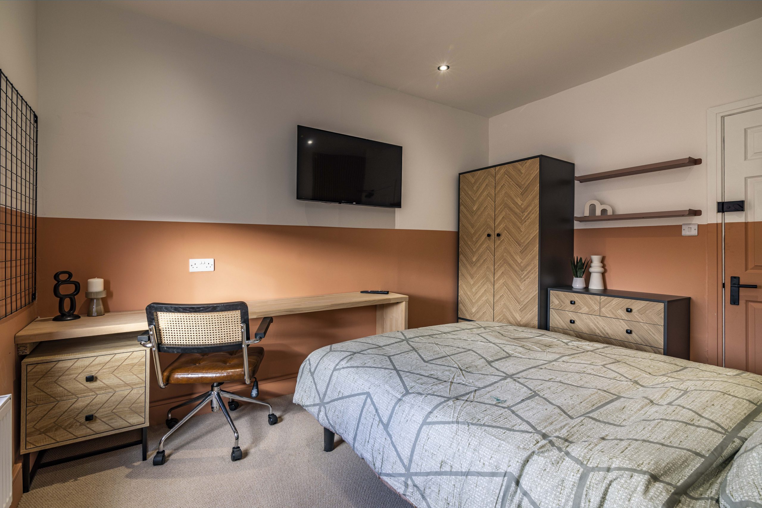 Contemporary student bedroom with study area