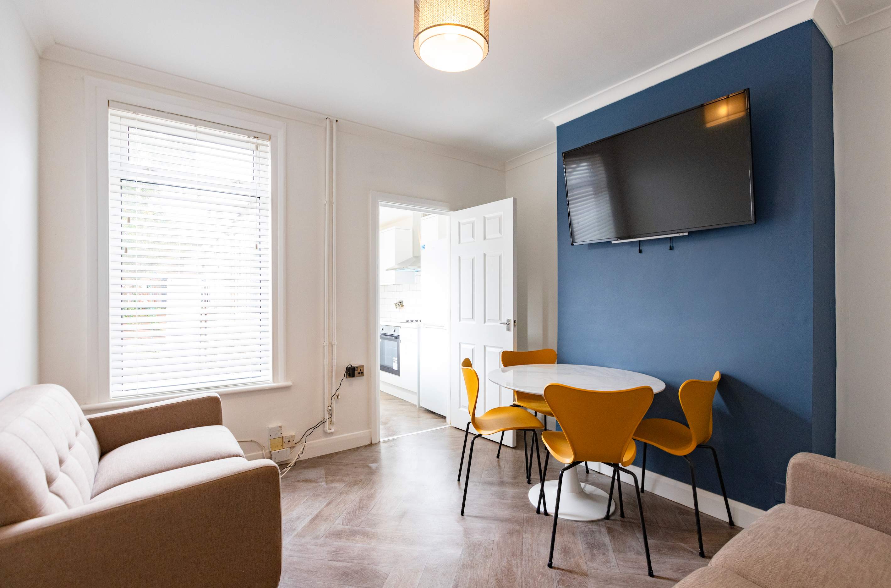 Modern student accommodation living room in Nottingham