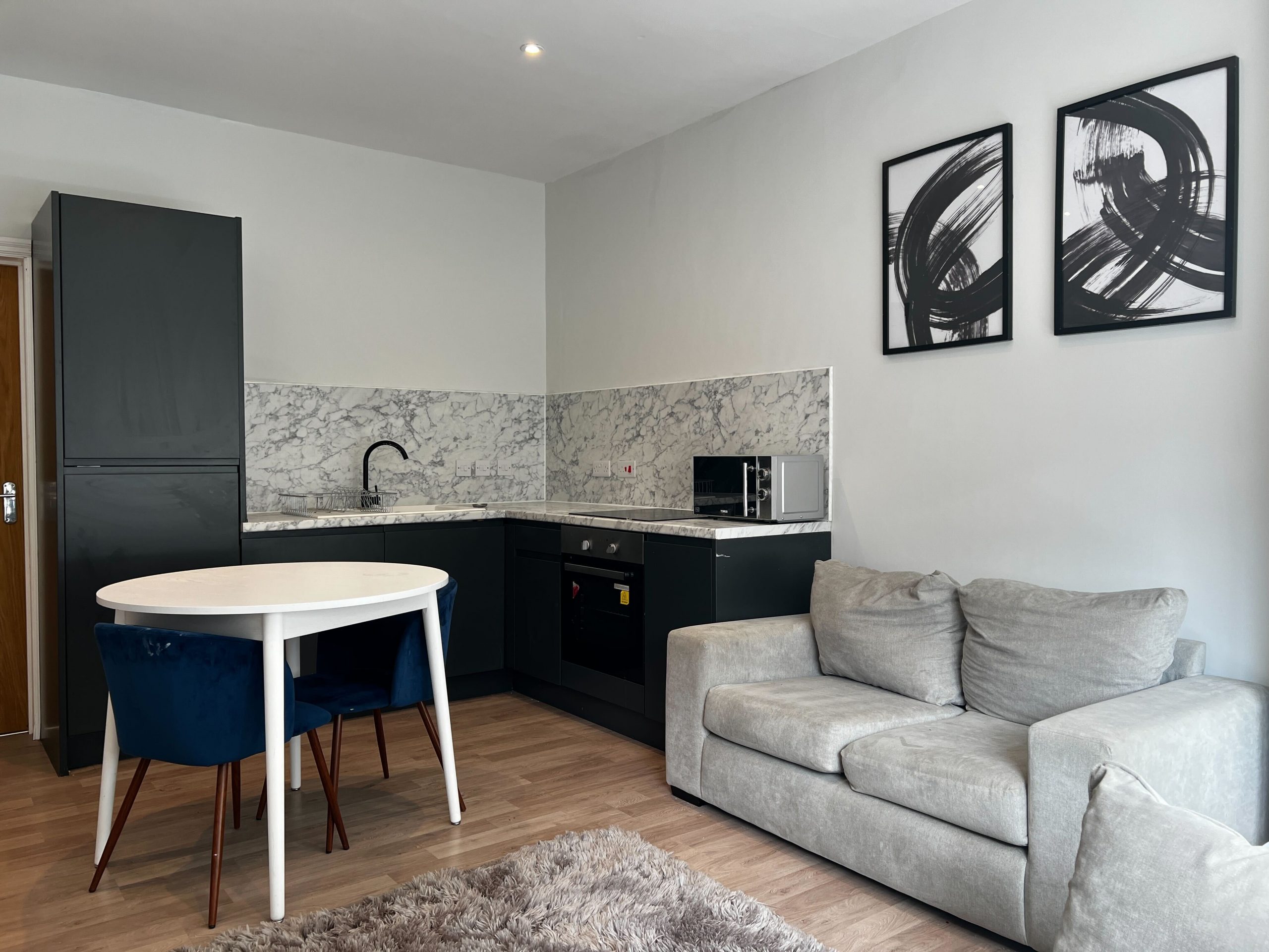 Modern studio apartment with kitchen